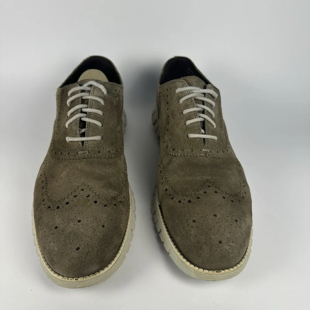 Cole Haan ZERØGRAND Remastered Wingtip Oxford Truffle Suede Men's 10.5M